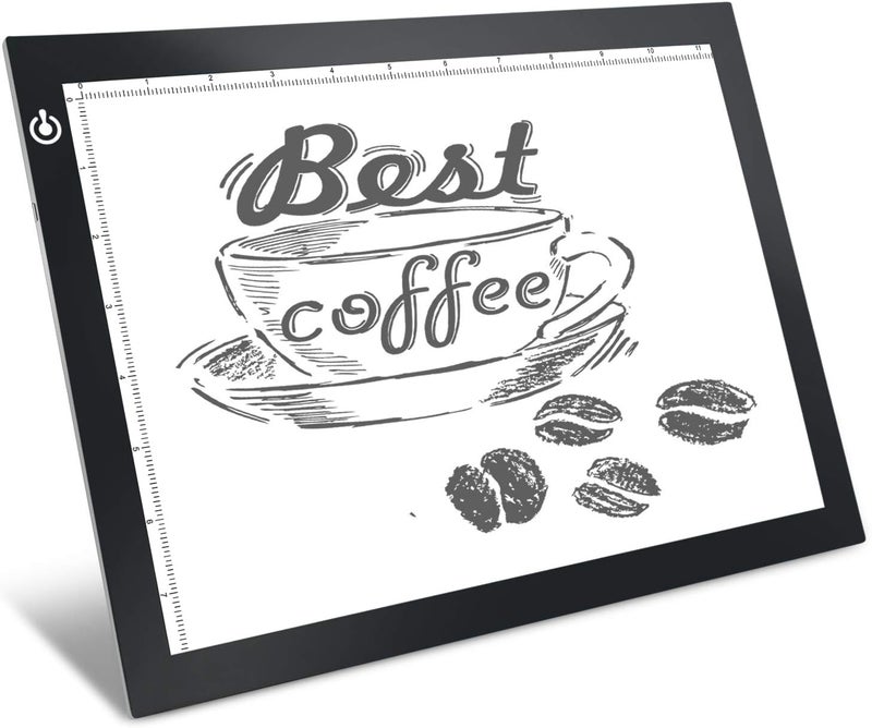 LooEooDoo Black A4 Dimmable LED Artcraft Light Box Tracer Slim Light Pad Portable Tablet, USB Power Cable Copy Drawing Board Tracing Table for Artists Designing, Animation, Sketching, Stenciling X-ray Viewing - Image 1